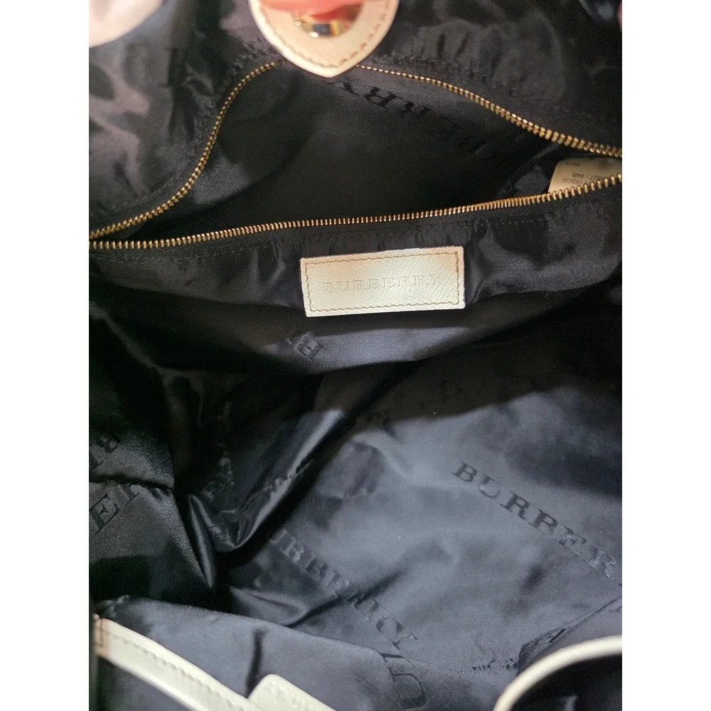 Burberry Chatton Ivory Leather Drawstring Tote Satchel Bag Wt‎ Gold Hardware COA
